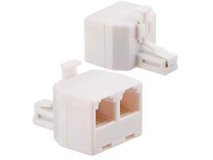 RJ11 Duplex Wall Jack Adapter Dual Phone Line Splitter Wall Jack Plug 1 to 2 Modular Converter Adapter for Office Home ADSL DSL Fax Model Cordless Phone System White2 Packs