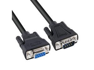 DB9 RS232 Serial Cable Male to Female Extension Null Modem Cord Cross TXRX line for Data Communication 6 Feet Black DB9 RS232 Serial Cable Male to Female Extension Null Modem Cord Cross TXRX line for Data Communication 6 Feet Black