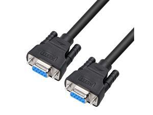 DB9 RS232 Serial Cable Female to Female Null Modem Cord Cross TX RX line for Data Communication (15 Feet, Black) DB9 RS232 Serial Cable Female to Female Null Modem Cord Cross TX RX line for Data Communication (15 Feet, Black)