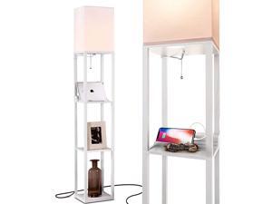 Maxwell Charger Shelf Floor Lamp with USB Charging Ports Electric Outlet Tall Narrow Tower Nightstand for Bedroom Modern Asian End Table with Light Attached White Maxwell Charger Shelf Floor Lamp with USB Charging Ports Electric Outlet Tall Narrow Tower Nightstand for Bedroom Modern Asian End Table with Light Attached White