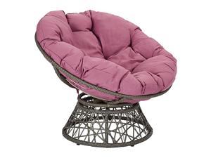 Papasan Chair with 360degree Swivel Purple cushion and Grey Frame