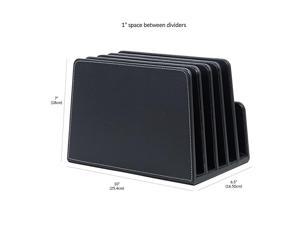 Multi Device Stand Organizer for Smartphones Tablets and Laptops Black PU Executive Leather 5 Slots
