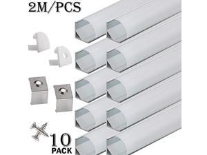 5-Pack Led Aluminum Channel 1.65ft/0.5m Long/pcs,10 end caps,10 mounting clips 