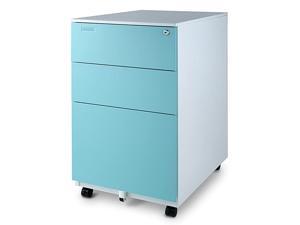 FC103BL Fully Assembled Modern Soho Design 3Drawer Metal Mobile File Cabinet with Lock Key WhiteAqua Blue FC103BL Fully Assembled Modern Soho Design 3Drawer Metal Mobile File Cabinet with Lock Key WhiteAqua Blue