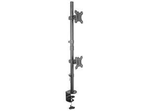 Dual LCD Monitor Desk Mount Stand Heavy Duty Stacked, Holds Vertical 2 Screens up to 32" (STAND-V002T)