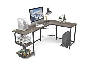 Teraves Reversible L Shaped Desk with Shelves Round Corner Computer Desk Gaming Table Workstation for Home Office Teraves Reversible L Shaped Desk with Shelves Round Corner Computer Desk Gaming Table Workstation for Home Office