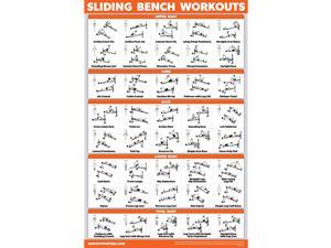 Sliding Bench Workout Poster Compatible with Total Gym Weider Ultimate Body Works Incline Bench Exercise Chart Laminated 18quot x 27quot