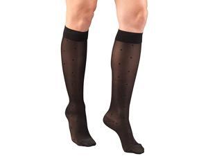 Sheer Compression Stockings 1520 mmHg Womens Knee High Length Dot Pattern Black Medium Sheer Compression Stockings 1520 mmHg Womens Knee High Length Dot Pattern Black Medium