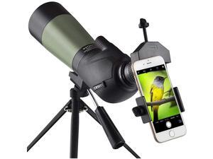 20-60x60 HD Spotting Scope with Tripod, Carrying Bag and Scope Phone Adapter - BAK4 45 Degree Angled Eyepiece Telescope for Target Shooting Hunting Bird Watching Wildlife Scenery