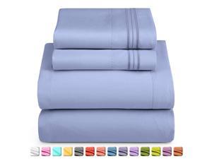 Deep Pocket Twin XL Sheets 3 Piece Bed Sheets with Fitted Sheet Flat Sheet Pillow Cases Extra Soft Microfiber Bedsheet Set with Deep Pockets for Twin XL Sized Mattress Steel Blue