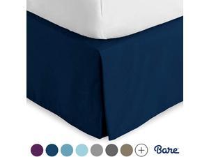 Bed Skirt Double Brushed Premium Microfiber 15Inch Tailored Drop Pleated Dust Ruffle 1800 UltraSoft Collection Shrink and Fade Resistant Full XL Dark Blue