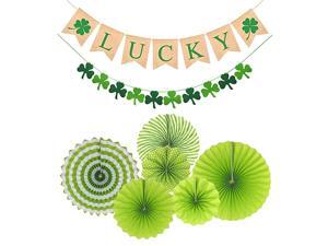 St Patrick s Day Banner Set Felt Shamrock Clover Garland Irish Green Lucky Burlap Banner and Hanging Paper Fans for for St Patrick s Day Spring Wedding Shower Home Party Decoration St Patrick s Day Banner Set Felt Shamrock Clover Garland Irish Green Lucky Burlap Banner and Hanging Paper Fans for for St Patrick s Day Spring Wedding Shower Home Party Decoration