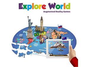 Explore World App Based Augmented Reality Interactive Learning Games on World Map Jigsaw Floor Puzzle for Kids Innovative Educational Toy for Boys and Girls Age 6 to 12 Years