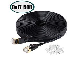 Ethernet Cable 50 Ft Network Cable for Xbox PS4 High Speed Flat Internet Cord with Clips Rj45 Snagless Connector Fast Computer LAN Wire for Gaming Switch Modem Router Coupler Black