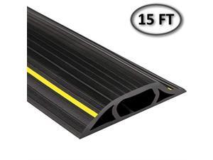 High Visibility Plastic Flexible Floor Cord Cover 3 Channel and Wire Concealer Includes Double Sided Tape 15 Feet Black with Yellow Stripe High Visibility Plastic Flexible Floor Cord Cover 3 Channel and Wire Concealer Includes Double Sided Tape 15 Feet Black with Yellow Stripe