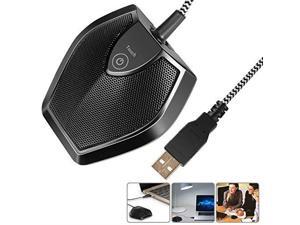 DriverFree USB Desktop Computer Microphone Touch Mute Button with LED Indicator Omnidirectional Condenser Boundary Conference Mic for Recording Streaming Gaming Skype WindowsMac DriverFree USB Desktop Computer Microphone Touch Mute Button with LED Indicator Omnidirectional Condenser Boundary Conference Mic for Recording Streaming Gaming Skype WindowsMac