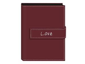 Mini Pioneer Photo Albums 36-Pocket 5 by 7-Inch Embroidered Love Strap Sewn Leatherette Cover Photo Album Burgundy 