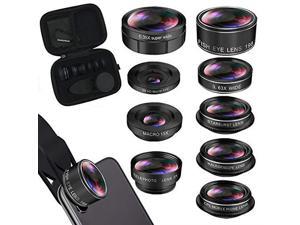 Lens Kit Phone Camera Lens for Andriod Smartphone Video Lens Lentes del Telefono for Xr 7 Plus 8 Plus Xs max Samsung MacroTelephoto ZoomFisheyeWide Angle 9in1 Lens