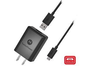 SPN5970A TurboPower 15+ QC30 Wall Charger with SKN6461A Micro USB Cable for Moto G5 Plus G5S G5S Plus E5 Plus G6 Play NOT G6 or G6 Plus Retail Box