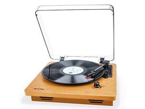 Record Player Vintage Turntable 3Speed Belt Drive Vinyl Player LP Record Player with Builtin Stereo Speaker Auxin Headphone Jack and RCA Output Natural Wood Record Player Vintage Turntable 3Speed Belt Drive Vinyl Player LP Record Player with Builtin Stereo Speaker Auxin Headphone Jack and RCA Output Natural Wood