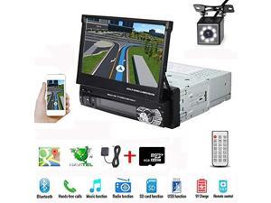 Single Din Car Stereo with GPS 7 Inch Foldable HD Touch Screen Radio with USBAUXinSD Card Slot Supports Mirror Link for Android Phone + Backup Camera 8G Map Card Single Din Car Stereo with GPS 7 Inch Foldable HD Touch Screen Radio with USBAUXinSD Card Slot Supports Mirror Link for Android Phone + Backup Camera 8G Map Card