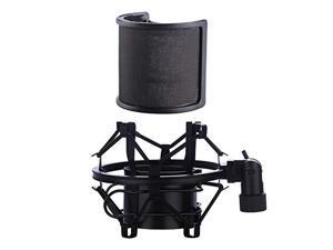 Shock Mount with Pop Filter Mic AntiVibration Suspension Shock Mount Holder Clip for Diameter 46mm53mm