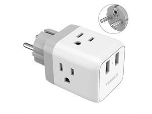 Germany France Power Adapter Type EF  European Travel Plug Adapter with 2 USB US to Europe Schuko Plug Adapter for Iceland Spain Russia Poland EU