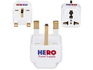 Grounded White Premium US to India Power Adapter Plug Type D, 3 Pack - Individually Tested in The USA by Hero Travel Supply Includes 2 Free India Ebooks & Cotton Carry Bag