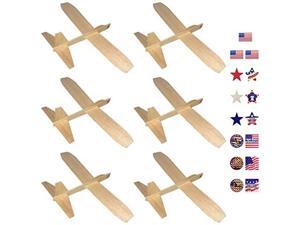 Balsa Wood Gliders Jetfire | Wooden Model Airplane Construction Kits | 12Inch Customizable Unfinished Blank DIY Flying Toy Planes | 6Pack with 15 Prismatic Patriotic Stickers from KYGON Balsa Wood Gliders Jetfire | Wooden Model Airplane Construction Kits | 12Inch Customizable Unfinished Blank DIY Flying Toy Planes | 6Pack with 15 Prismatic Patriotic Stickers from KYGON