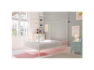 Canopy Metal Bed with Sturdy Bed Frame White Full Canopy Metal Bed with Sturdy Bed Frame White Full