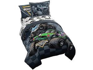 Jam Slash 7 Piece Full Bed Set Includes Reversible Comforter Sheet Set Bedding Features Grave Digger Megalodon Super Soft Fade Resistant Microfiber Official Jam Product Jam Slash 7 Piece Full Bed Set Includes Reversible Comforter Sheet Set Bedding Features Grave Digger Megalodon Super Soft Fade Resistant Microfiber Official Jam Product