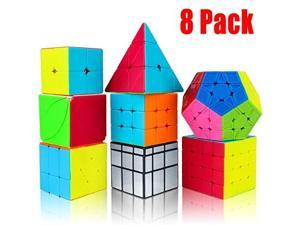Speed Cube Set  Magic Cube Bundle 2x2 3x3 4x4 Pyramid Megaminx Mirror Ivy Windmill Stickerless Cube Puzzle Toys for Kids Adults 8 Pack