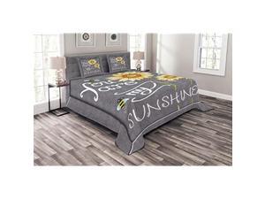 You are My Sunshine Bedspread Set Queen Size You are My Sunshine Quote on Blackboard Bees Sunflowers Vintage Image Decorative Quilted 3 Piece Coverlet Set with 2 Pillow Shams Grey Yellow You are My Sunshine Bedspread Set Queen Size You are My Sunshine Quote on Blackboard Bees Sunflowers Vintage Image Decorative Quilted 3 Piece Coverlet Set with 2 Pillow Shams Grey Yellow