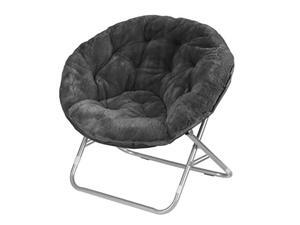 Faux Fur Saucer Chair with Metal Frame One Size Black Faux Fur Saucer Chair with Metal Frame One Size Black