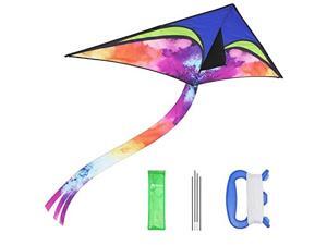 Large Delta Kite Easy to Assemble Launch Fly for Kids and Beginners Tail with Colorful Colors Large Delta Kite Easy to Assemble Launch Fly for Kids and Beginners Tail with Colorful Colors