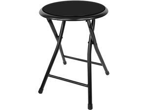 Folding Stool Heavy Duty 18Inch Collapsible Padded Round Stool with 300 Pound Capacity for Dorm Rec Room or Gameroom Black Folding Stool Heavy Duty 18Inch Collapsible Padded Round Stool with 300 Pound Capacity for Dorm Rec Room or Gameroom Black