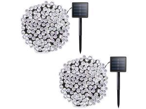 Lalapao 2 Pack Solar String Lights 72ft 22m 200 LED 8 Modes Solar Powered Xmas Outdoor Lights Waterproof Starry Christmas Fairy Lights for Indoor Gardens Homes Wedding Holiday Party (White)
