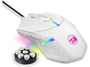 White Mouse,Gaming Mice, RGB Gaming Mouse Backlit Wired Ergonomic 7 Button Programmable Mouse Centrophorus with Macro Recording & Weight Tuning Set 7200 DPI for Windows PC