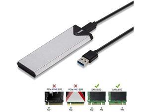 Aluminum USB 3.1 to M.2 NGFF SSD Enclosure Adapter, External SATA Based M.2 Solid State Hard Drive Enclosure (SATA Based)