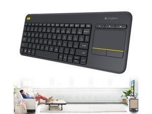 New Logitech K400 Plus Wireless Touch TV Keyboard with Easy Media Control and Built-In Touchpad, Long wireless range, Familiar, media-friendly key layout, Unifying receiver, All-in-one TV keyboard New Logitech K400 Plus Wireless Touch TV Keyboard with Easy Media Control and Built-In Touchpad, Long wireless range, Familiar, media-friendly key layout, Unifying receiver, All-in-one TV keyboard