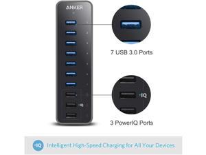 10 Port USB 3.0 Hub, 7 USB 3.0 Ports and 3 PowerIQ Charging Ports , Super Speed 5Gps 60W Data Hub for Macbook, Mac Pro / mini, iMac, XPS, Surface Pro, iPhone 8, 7, 6s Plus, iPad Air 2, Galaxy Series 10 Port USB 3.0 Hub, 7 USB 3.0 Ports and 3 PowerIQ Charging Ports , Super Speed 5Gps 60W Data Hub for Macbook, Mac Pro / mini, iMac, XPS, Surface Pro, iPhone 8, 7, 6s Plus, iPad Air 2, Galaxy Series