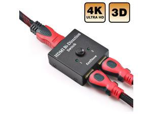 2 Ports HDMI Switch, HDMI Switch Bi-Direction 4K HDMI Splitter 2 x 1/1 x 2 No External Power Required 2 Ports HDMI Switcher Supports Ultra HD 4K 3D 1080P for PS4 Xbox Fire Stick Roku