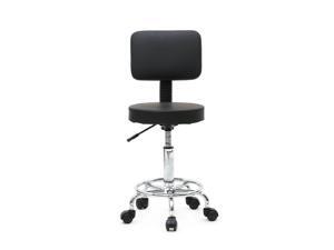 Adjustable Black Rolling Medical Spa Salon Stool With Back Cushion Adjustable Black Rolling Medical Spa Salon Stool With Back Cushion