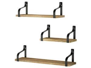 Floating Shelves Wall Mounted Set of 3, Wood Wall Storage Shelves for Bedroom, Living Room, Bathroom, Kitchen and Office