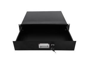 19" 2U Steel Plate DJ Drawer Equipment Cabinet with Keys Black 19" 2U Steel Plate DJ Drawer Equipment Cabinet with Keys Black