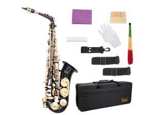 Black Glarry Alto Saxophone Alto SAX Eb with W/ Case 10 Reeds Strap Black Glarry Alto Saxophone Alto SAX Eb with W/ Case 10 Reeds Strap