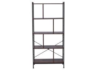 4 Tier Industrial Bookshelf, Floor Standing Storage Rack in Living Room Office Study, Large Storage Space, Simple Assembly, Stable Steel Frame, Rustic Brown