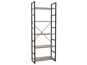 5 Tier Bookcase Shelf Storage Organizer Wood and Metal Bookshelf Rack Gray 5 Tier Bookcase Shelf Storage Organizer Wood and Metal Bookshelf Rack Gray
