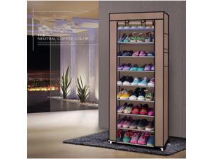 10-Layers 9 Lattices Shoe Rack Shoe Storage Organizer Cabinet Tower with Non-Woven Fabric Cover 10-Layers 9 Lattices Shoe Rack Shoe Storage Organizer Cabinet Tower with Non-Woven Fabric Cover
