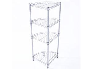 4-Tier Fan-Shaped Carbon Steel Metal Assembly Storage Rack Silver Gray 4-Tier Fan-Shaped Carbon Steel Metal Assembly Storage Rack Silver Gray